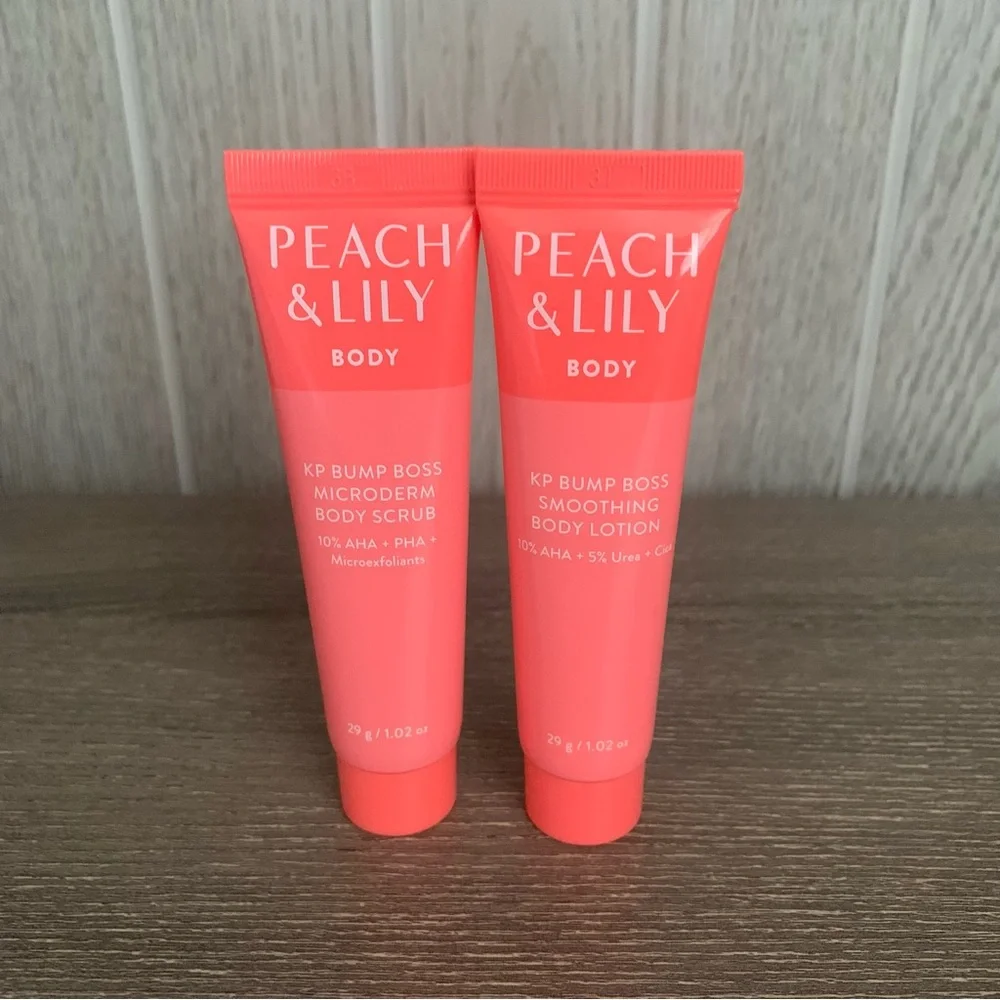 Peach & Lily KP Bump Boss Microderm Body Scrub Smoothing Lotion Travel Set